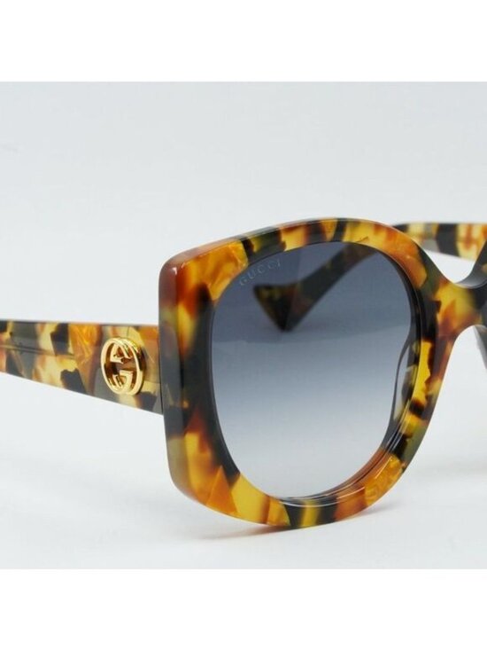 Gucci GG1257S 004 Women Sunglasses Havana Butterfly Frame, Blue Lenses main image 7